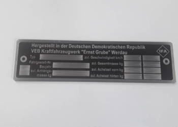 Tabliczka znamionowa IFA