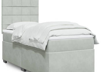 Łóżko kontynentalne z materacem jasnoszare aksamit 90x200 cm WM-3293110