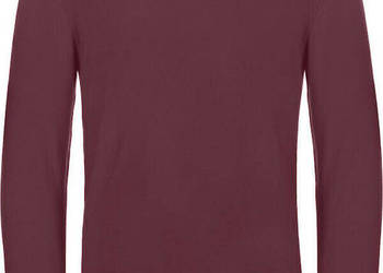 Męski T-shirt z długimi rękawami, gładki bez nadruku longsleeve burgund B&C