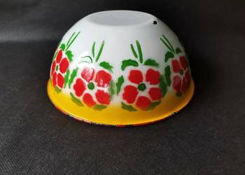 Stara misa w kwiaty emalia Silesia Rybnik, PRL
