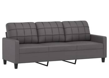 vidaXL 3-osobowa sofa, szara, 180 cm, sztuczna skóra(SKU:359124)