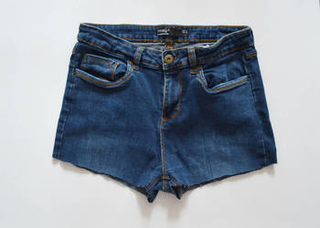 krótkie spodenki z wysokim stanem szorty granatowe L 40 42