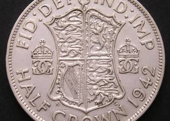 Wielka Brytania 1/2 korony 1942 - SREBRO - Jerzy VI