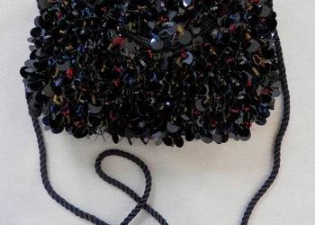 Torebka Wieczorowa Imprezowa Klubowa Bogato Zdobiona Cekinami i Koralikami