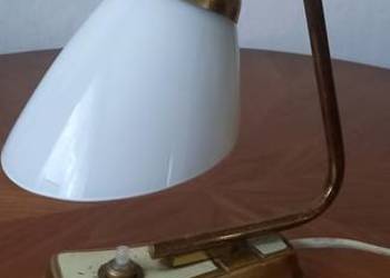 Mała,mosiężna lampka nocna z kloszem z lat 50/60 ub.wieku