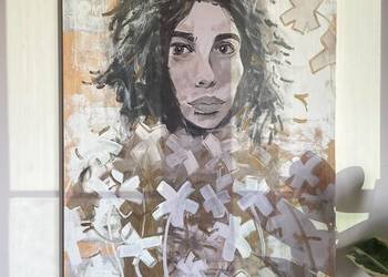 Portret kobiecy, akryl na płótnie 130x90