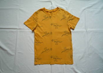 H&M 134/140 Żółta koszulka dinozaury