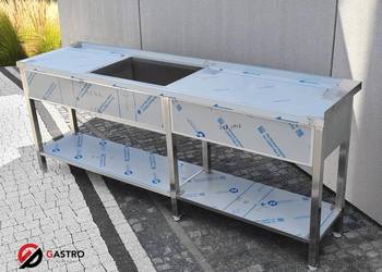 Zlew – basen gastronomiczny ze stali nierdzewnej z półką 2200x500x850 mm