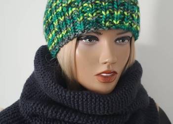 Czapka zimowa ręcznie robiona plus otulacz
