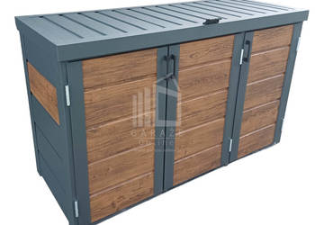 wiata śmietnikowa obudowa kubłów 177x65x110 cm 3x120L ciemny orzech ID500