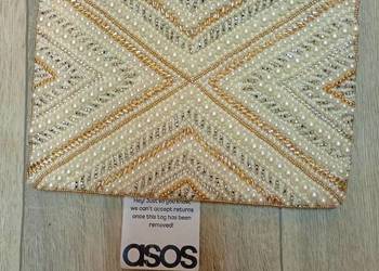 ASOS/ Bogato zdobiona perłami torebka wieczorowa, NOWA