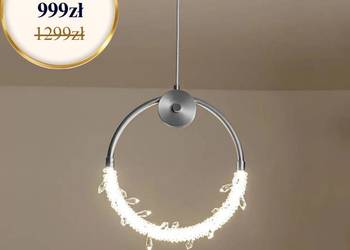 Lampa wisząca srebrna nowoczesna okrągła nad wyspę