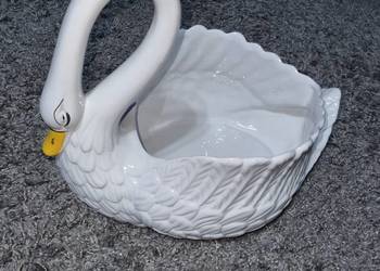 Duży łabędź z porcelany- osłonka dekoracja REZERWACJA