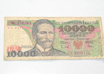 Stary banknot 10000 złotych Wyspiański 1988 antyk
