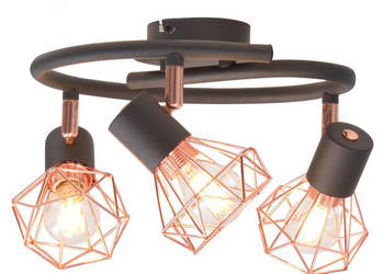 Lampa sufitowa z 3 żarówkami E14 czarno-miedziana WM-244390