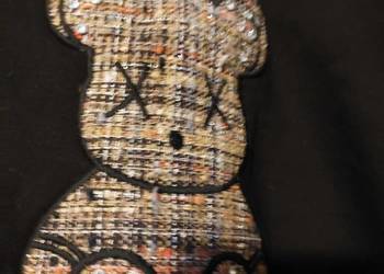 Bluza czarna z kapturem - miś i cyrkonie Nowa XXL