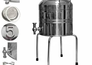 Antałek Beczka ze stali nierdzewnej bańka z kranem 1/2" podstawką inox 5L