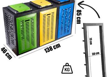 kosz kontener box 3 STOJAKI NA 3 WORKI NA ŚMIECI papier plastik szklo bio
