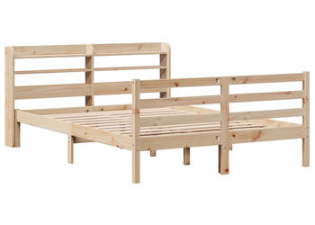 Rama łóżka z wezgłowiem lite drewno sosnowe 120x200 cm WM-3306643