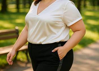 Spodnie damskie MW PLUS SIZE lampas eleganckie, wygodne, roz 48 pas od 92cm
