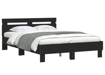 Rama łóżka z wezgłowiem i LED czarna 120x200 cm WM-3207554