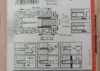 Kotwa mocująca WURTH stalowa m10x40, 45 sztuk