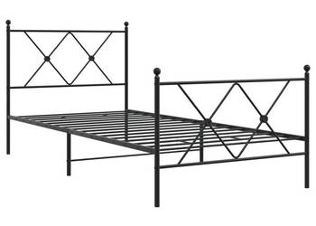 Metalowa rama łóżka z wezgłowiem i zanóżkiem czarna 90x200 cm WM-376513