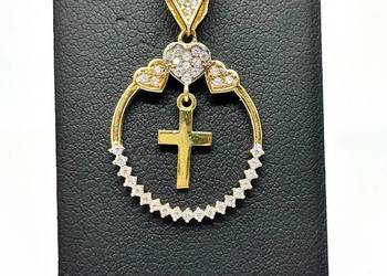 Nowa złota zawieszka pr 585 1,86g Serce-Krzyżyk