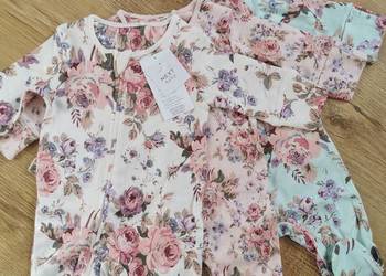 Pajacyki dziewczęce Next pajace śpiochy piżamki suwak kwiatki noworodek 56