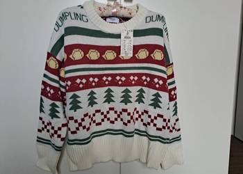 Cropp Sweter świąteczny pierogi choinki dumplings