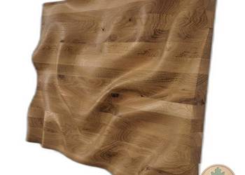 Płaskorzeźba dębowa  - fale, 3D, olejowana dekoracja ścienna