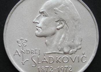 CZECHOSŁOWACJA 20 KORON 1972 - SLADKOVIC - SREBRO - STAN 1