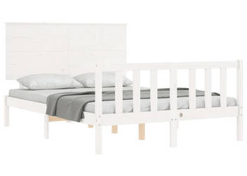 Rama łóżka z wezgłowiem biała lite drewno WM-3193372