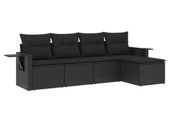 5-cz. zestaw wypoczynkowy do ogrodu poduszki czarny rattan PE WM-3220084