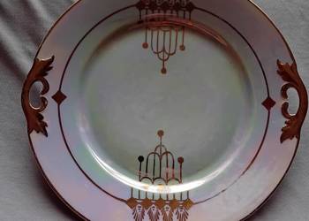 Secesyjna iryzowana patera z uchwytami Carl Tielsch. Sygnat. z lat 1909-34