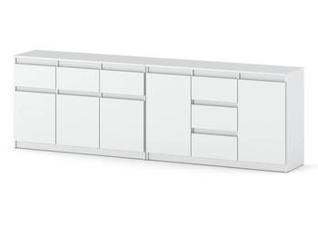 Komoda Biała Nowoczesna Szafka Pojemna Do Salonu 6 Szuflad 240cm Duża
