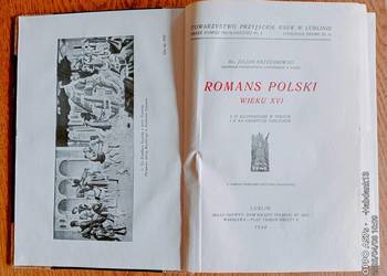 Świetny pierwodruk „Romansu polskiego”, J.Krzyżanowskiego, 1934r.