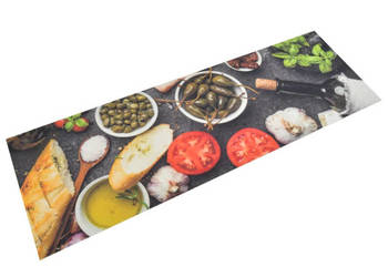 Dywanik kuchenny wzór w wino i przekąski 60x180 cm aksamit WM-136553