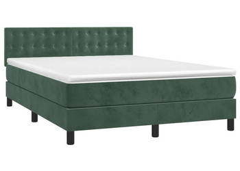 Łóżko kontynentalne z materacem i LED zielony aksamit 140x190cm WM-3134642