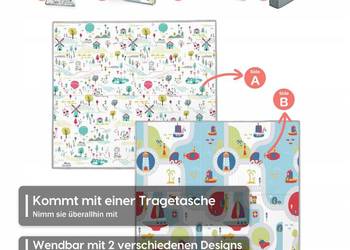 Mata Dla Dzieci 180x200x1.5cm Dwustronna Wodoodporna Składana Cam