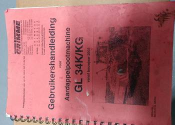 Sadzarka Grimme GL 34 K /KG Katalog części ,instrukcja obsługi