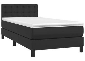 Łóżko z Materacem Kontynentalne Czarne Ekoskóra LED 90x200 cm WM-3134201