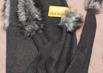 Czapka z szalikiem damska z futerkiem Nowa z metką