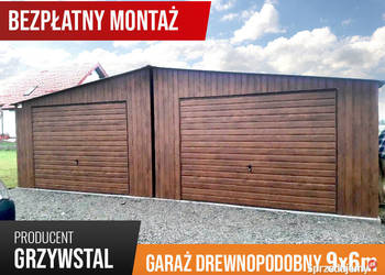Podwójny Garaż Blaszany w kolorze Orzech - 8x6m - GrzywStal