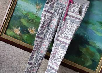 Made in Italy spodnie legginsy dresy azteckie wzory wyszczuplające bawełnia