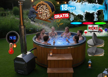 BALIA Ogrodowa Jacuzzi 200 cm PIEC ZEWNĘTRZNY AKRYL 8 osob 18 DYSZ + GRATIS
