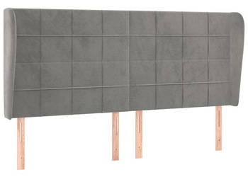 Zagłówek uszak jasnoszary 183x23x118/128 cm aksamit WM-3118016