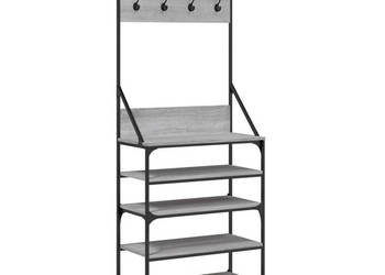 Wieszak na ubrania z miejscem na buty szary dąb 70x34x184 cm WM-837875