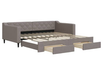 Sofa rozsuwana z szufladami taupe tkanina 100x200 cm WM-3197470