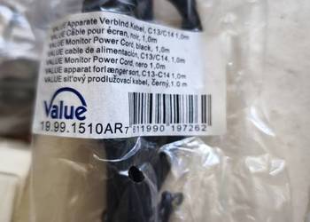 Value kabel zasilający monitora, C14-C15 m/f, czarny, 250V (19.99), czarny,